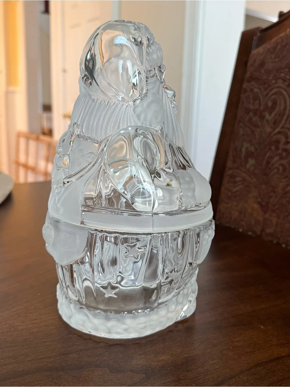 Vintage Gorham Holiday Traditions Santa Treat Jar Crystal Made In Germany